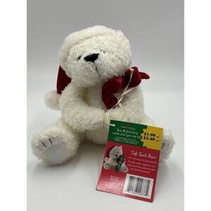 American Greetings Soft Touch Teddy Bear Santa Hat Stuffed Plush Card Holder
